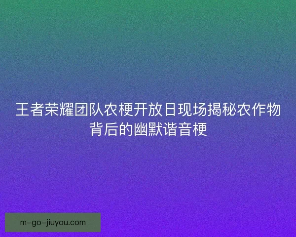 王者荣耀团队农梗开放日现场揭秘农作物背后的幽默谐音梗